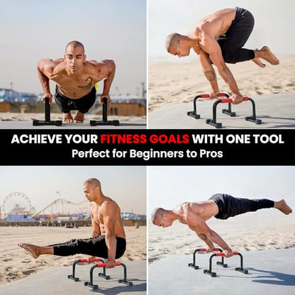 Parallette, Parallel Bars & Dip Station | At Home Gym Workout Equipment, L-Sit Bars & Calisthenics Equipment for Home. Perfect for Push Ups, Dips, Handstands & Gymnastics.
