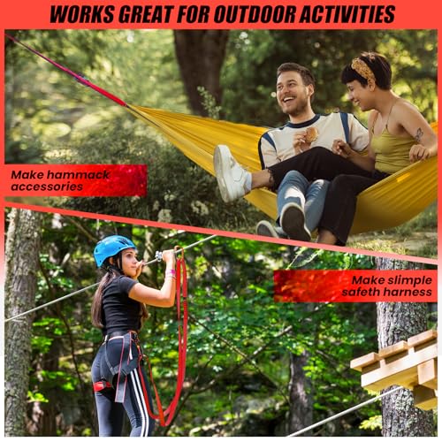 18MM Nylon Climbing Slings Runners 23 kN Strong Webbing Straps for Rock Climbing, Rappelling, Swing, Yoga Hammock etc - color: 2PCS Red, size: 24inch/60cm