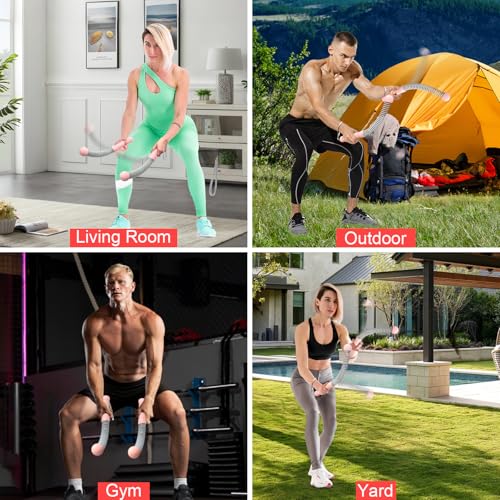Upgrade Weighted Ropeless Battle Ropes, 2PCS Cordless Battle Rope for Home Gym, HIIT, Strength, Quiet Portable Training Rope, Workout Ropes Versatile Fitness Equipment for Men Women (Pink)