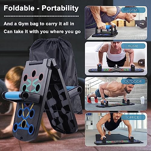 Upgraded push up board for men,Portable Foldable Multi-Function 30 in 1 perfect push-up board,Push Up Bar with Automatic Count and Resistance Bands,Push up Handles for Floor Home Gym chest Workout