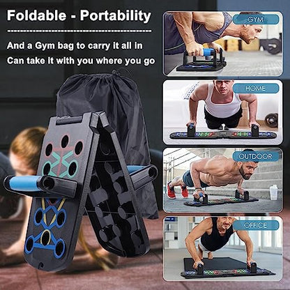 Upgraded push up board for men,Portable Foldable Multi-Function 30 in 1 perfect push-up board,Push Up Bar with Automatic Count and Resistance Bands,Push up Handles for Floor Home Gym chest Workout