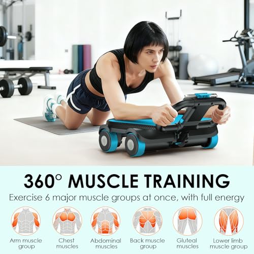 FIAMERMOR 2025 AB Roller Wheel - 4 wheel elbow support abdominal wheel automatic rebound abdominal fat burning weight loss core training equipment home/gym