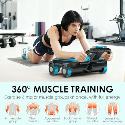 FIAMERMOR 2025 AB Roller Wheel - 4 wheel elbow support abdominal wheel automatic rebound abdominal fat burning weight loss core training equipment home/gym