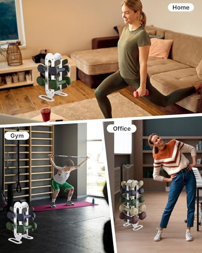 Compact Dumbbell Rack Stand – Space-Saving Weight Rack for Home Gym, Sturdy Weight Holder for Dumbbells, Small Weight Rack for Women’s Weights & Free Weight Storage (Dumbbells Not Included) (White, 5-Tier)