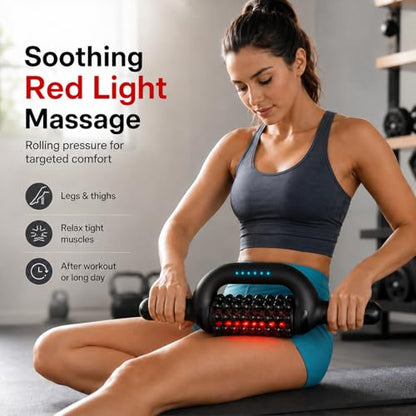 Electric Roller Massager with Red Light, Rechargeable 4000mAh 6-Speed Rolling Body Roller for Lymphatic Massage, Muscle Recovery, Cellulite & Lipedema Massage for Legs, Arms, Back, Feet
