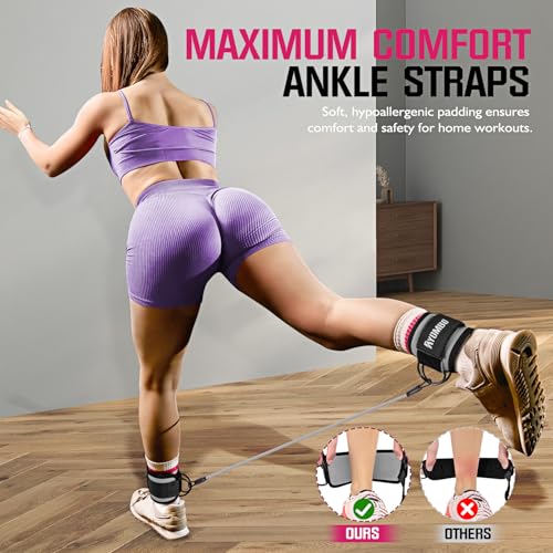 Ankle Resistance Bands with Cuffs, Home Gym Workout Equipment, Lifting Glute Butt Exercise Equipment for Women, Ankle Weights Fitness Set, Leg Booty Equipment for Training Perfect Body Shape - color: A-Grey
