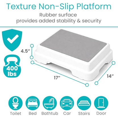 Vive Bath Shower Step Stool (4.5") - Slip Resistant, Stackable, Indoor/Outdoor - Safety Stepping Stool Bathroom Aid for Adults, Handicap, Elderly, Seniors, Bathtub, High Beds, Kitchens - Nonslip