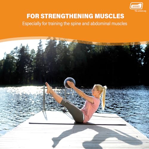 SISSEL Pilates Soft Ball Gray | 8.5 in | Phthalate- & Latex-Free PVC | for Deep Relaxation & Muscle Strengthening | 340 lbs Capacity | Includes Exercise Guide - color: Grey, size: 26 cm