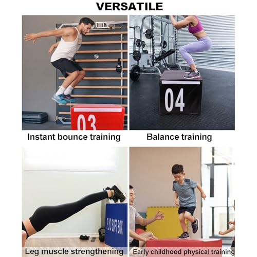 Box Jumps for Home Gym, Plyo Box, 4-in-1 Foam Jumping Exercise Box, Workout Box, Non-Slip PVC Leather for Conditioning, Jumping, Strength Training(Size:90x55x30cm（35.4x21.6x11.8in）) - size: 90x55x30cm（35.4x21.6x11.8in）