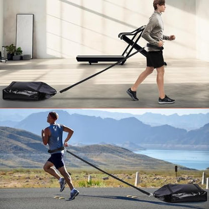 Weight Sled Trainer Adjustable, Sandbag Sled Trainer Resistance Sled Trainer with 3 Weight Sandbags for Sprinter Speed Training Indoor Outdoor, Running Sled Trainer