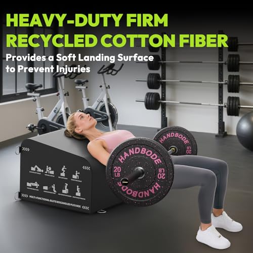 Hip Thrust Bench, Multi-Functional Slip-Free Hip Thrust Machine for Glute Bridge, Box Jump, Push-Ups, Squat, Ab Exercise, Suitable for Home & Gym