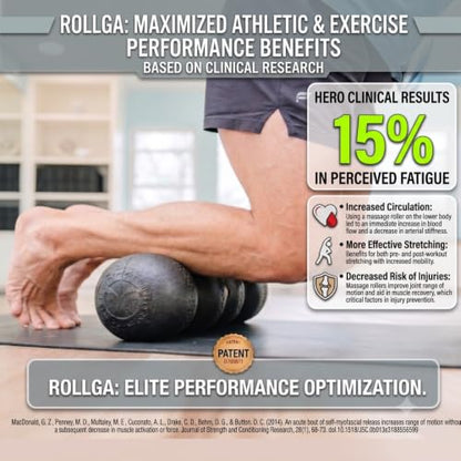 Rollga LITE - High Density Foam Roller for Exercise & Back Pain, 18 inches - color: Black & White