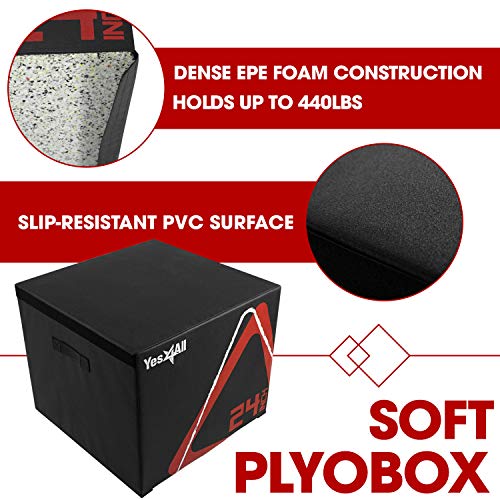 Yes4All Adjustable Soft Plyo Box, Jumping Trainer - For Plyometric Exercises and Conditioning, Multiple Height Variations