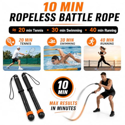 Weighted Cordless Ropeless Battle Ropes – Portable Home Gym Workout Rope for HIIT Training, Upper Body Strength & Core Endurance (Men & Women)