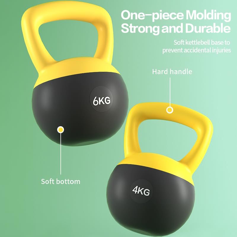 Soft Kettlebell 5lb 10lb 20lb, Strength Training Kettlebells for Womens, Kettle Bell with Iron Sand Filled, Non-Slip Handle Weights for Home Gym Workout