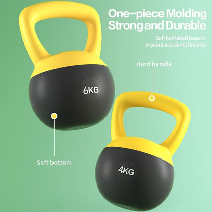 Soft Kettlebell 5lb 10lb 20lb, Strength Training Kettlebells for Womens, Kettle Bell with Iron Sand Filled, Non-Slip Handle Weights for Home Gym Workout