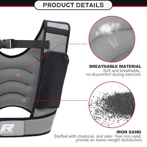 RitFit Weighted Vest, 4lb/8lb/10lb/12lb/15lb/20lb Weight Vest with Reflective Stripes, Weight Vest Adjustable for Women and Men Workout, Strength Training, Running, Fitness, Jogging, Walking - color: 10LB