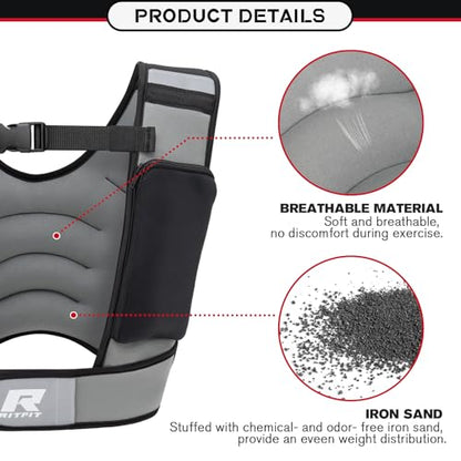 RitFit Weighted Vest, 4lb/8lb/10lb/12lb/15lb/20lb Weight Vest with Reflective Stripes, Weight Vest Adjustable for Women and Men Workout, Strength Training, Running, Fitness, Jogging, Walking - color: 10LB