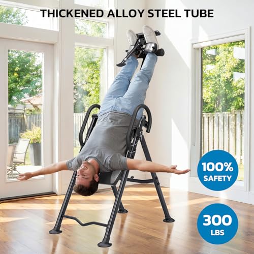 YOLEO Gravity Inversion Table for Back Pain Relief 2026 New Inversion Table w/Lumbar Support Easy to Assemble Back Stretcher Machine 300 lbs