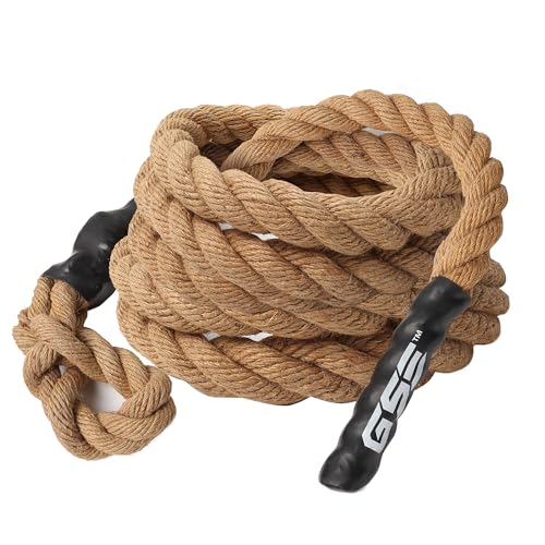 GSE Gym Climbing Rope, 1.5" Diameter Heavy Workout Rope for Indoor/Outdoor - color: Sisal, size: 10ft