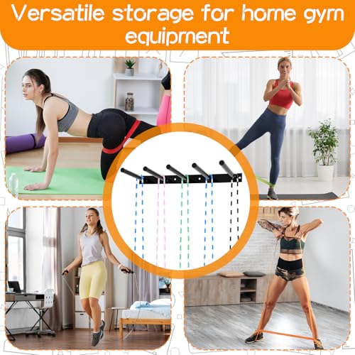 Shimeyao 25" Jump Rope Hooks Wall Mounted, 5 Peg Metal Holder Rack