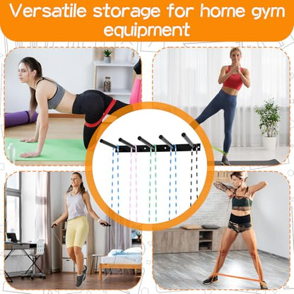 Shimeyao 25" Jump Rope Hooks Wall Mounted, 5 Peg Metal Holder Rack