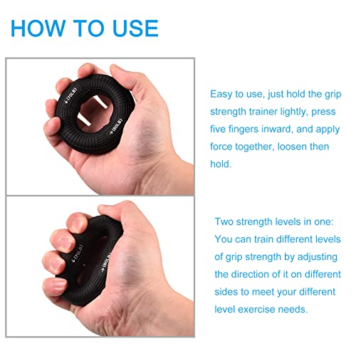 uxcell Hand Grip Strengtheners, 3.07" 70-80 Lbs Silicone Rings Fingers Forearms Exercises Grip Trainer for Rock Climbing Athletes Workout, Black