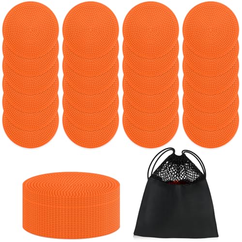 Spot Markers 4inch 9inch Rubber Agility Dots Flat Cones Non Slip Sports Dots Floor Spots Agility Markers for Kids Soccer Football Basketball Speed Agility Training - style: 24pcs Orange 4inch