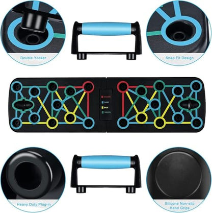 Push Up Board- 11 piece set foldable Push Up Rack Board Train Gym Fitness System Workout Exercise Stands for Body Training ，Push Up Stands