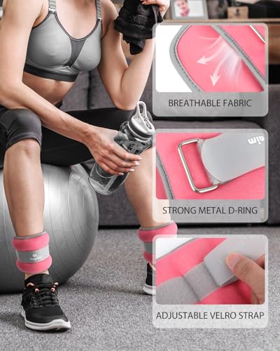 Ankle Weights, 1/2/3/4/6/8/10 LB 1 Pair Wrist Leg Arm Weight for Women, Men - color: Pink, size: 5 lbs x2