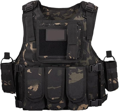 Adjustable Airsoft Vest for Outdoor Sports & Role-Playing Games, Lightweight Protective Gear with Multiple Pouches