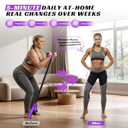 Multifunction Pedal Resistance Band with Handle, Upgraded Exercise Equipment with Soft Foot Pedal for Sit Up & Full-Body Home Gym Workouts, Core/ABS Training, Pilates, Yoga & Physical Therapy - style: 2-Purple-60LBS