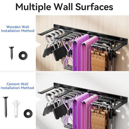 Wall Mounted Home Gym Equipment Storage Rack, Cable Attachments, Lifting Belts, Jump Ropes and Chains - size: Medium