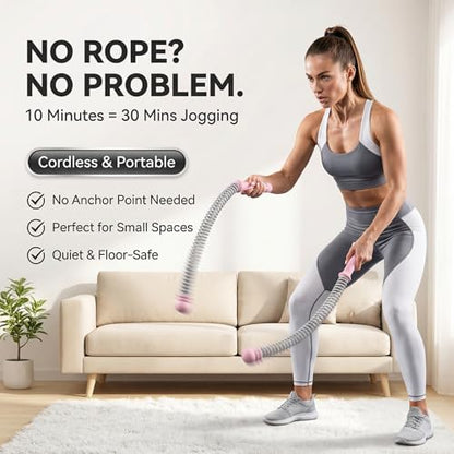 Portable Cordless Training Rope - Full-Body Workout Equipment for Home Gym, HIIT, and Travel-Pink