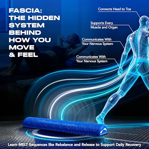 MELT Method 36 Inch Half Foam Roller for Back w/FasciaTherapy Technology - Low Density Soft Foam Roller for Physical Therapy - Half Round & Soft - Great for Pilates & Gentle Muscle Recovery