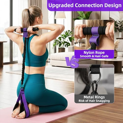 Pedal Resistance Band with Handles, Detachable Foot Pedal Resistance Band with Stainless Steel Buckles, Multifunction Tension Rope Tummy Trimmer for Full Body Workout Home Gym Women