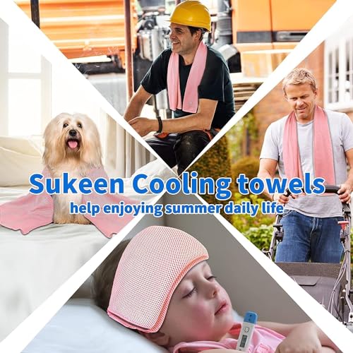 Sukeen 4 Pack Cooling Towels (40"x12") for Neck and Face, Cooling Neck Wraps, Breathable Cooling Towel for Hot Weather, Sweat Towels for Yoga, Sports, Golf, Gym, Camping, Running, Fitness, Workout