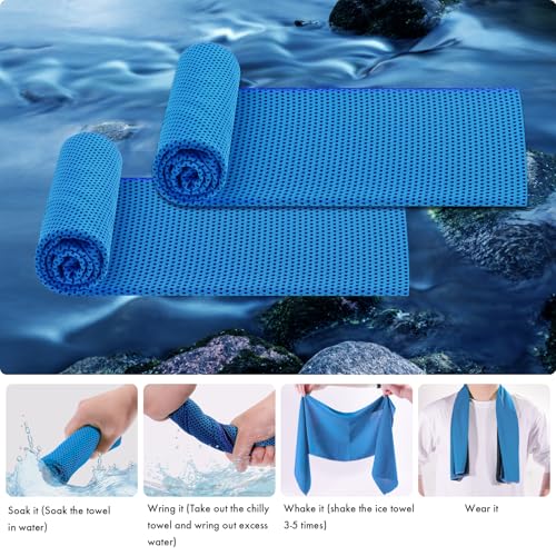 4 Pack Cooling Towels (40"x12"), Cooling Towels for Neck and Face, Gym Towel for Working Out, Soft Breathable Microfiber Ice Towel for Yoga Sport Running Golf
