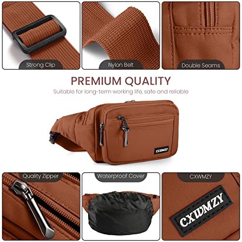 CXWMZY Fanny Packs For Women & Men Waist Pack Hip Bum Bag with Multi-Pockets Large Capacity Waterproof Casual Bum Bag for Disney Traveling Casual Cycling Running Hiking (Brown1) - color: Brown1