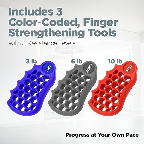 LoGest 3 Pack - 4 Pack Hand Strengthener Devices Ball Exercisers - 4 Level optioen Set for Therapy, Arthritis and Carpal Tunnel - Lightweight Training Equipment Targets Fingers Wrist Hand Exercisers