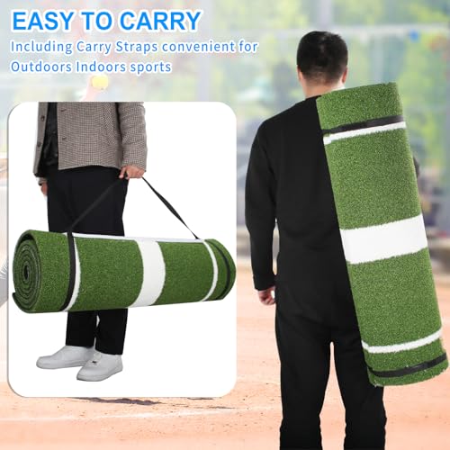 Softball Pitching Mat - 10' X 3' Indoor/Outdoor Training Aid with Pitching Mound - Ideal for Skill Development & Practice - High Traction, Premium EVA Pitching Mound-Green/Red - color: ‎Green