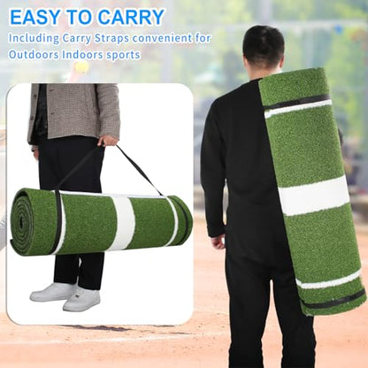 Softball Pitching Mat - 10' X 3' Indoor/Outdoor Training Aid with Pitching Mound - Ideal for Skill Development & Practice - High Traction, Premium EVA Pitching Mound-Green/Red - color: ‎Green