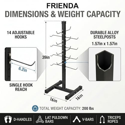 Frienda Steel Lat Bar Organizer, Home Gym Accessories, Lat Pulldown Attachments Cable Attachment Storage Rack Cable Attachments for Gym Rack Storage Heavy Duty Steel Organizer Home Use
