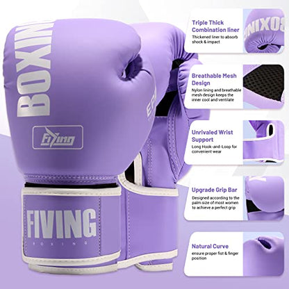 Boxing Gloves for Women - color: New Purple, size: 14oz