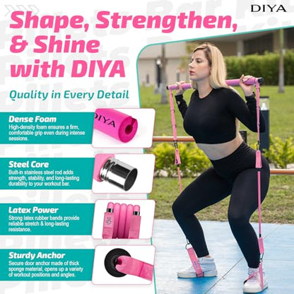 Pilates Bar Kit with Resistance Bands 140 lbs – Adjustable Portable Home Gym Workout Equipment for Women & Men – Full Body Fitness Bar for Legs, Glutes, Arms, Core & Back