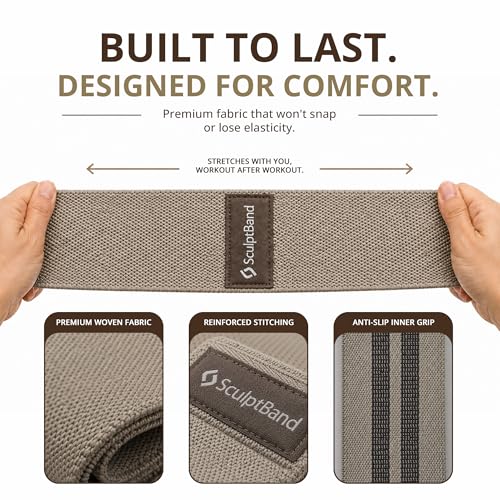 Booty Bands Set of 3 – Fabric Resistance Bands for Women & Men, Non-Slip Exercise Bands for Glutes, Legs & Home Workouts, Hip Workout Bands for Strength Training