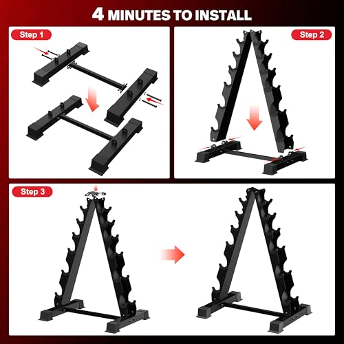Dumbbell Rack Stand, Heavy Duty A-Frame Dumbbell Storage Rack, 5 tier Steel Dumbbell Holder for Home Gym Space Saver 200 LBS Capacity