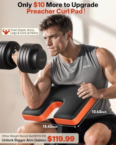 YOLEO 6 in 1 Adjustable & Foldable Weight Bench Set for Bench Press