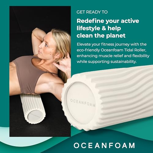 Tidal Roller - Natural - Muscle Massage Foam Roller for Back Pain & Stretching - Firm and Ergonomic Wide Wave Textured - Yoga, Athletics, & Wellness - Full Size, 20" x 5" - color: Natural