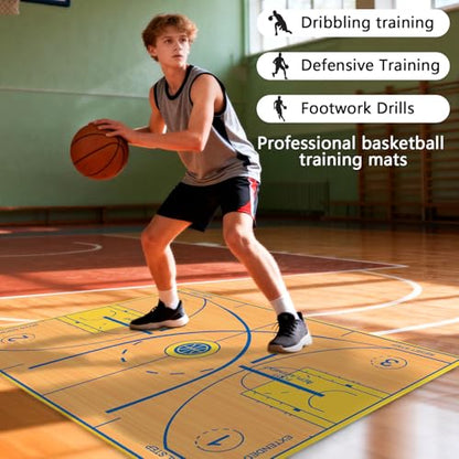 Portable Basketball Footwork Training Mat, Basketball Training Equipment, Agility Footstep Training Mat, Durable Non-Slip Basketball Footwork Training Equipment for All Ages to Improve Speed, Strength and Coordination